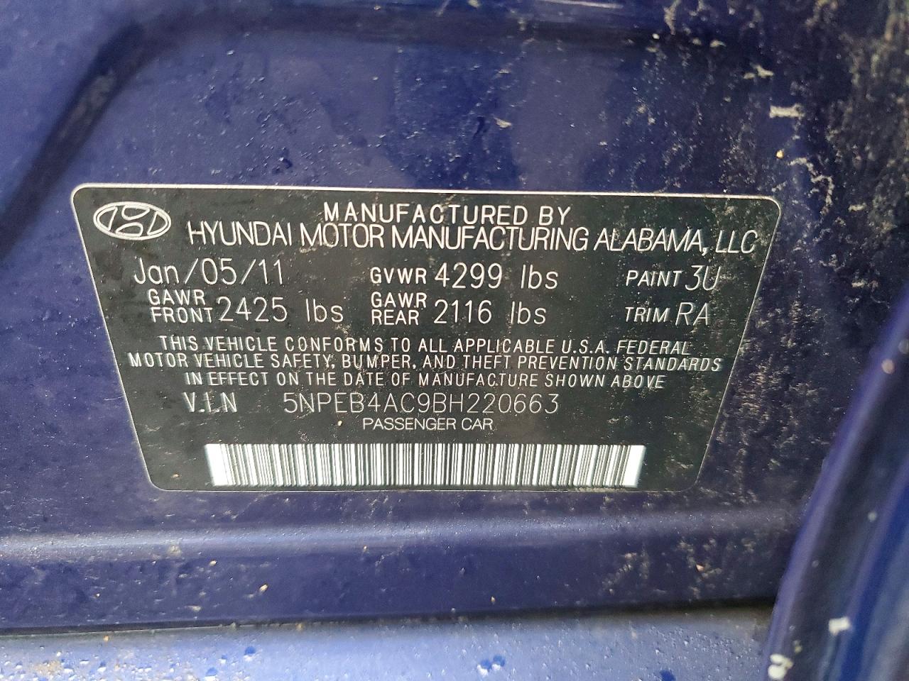 2011 HYUNDAI SONATA GLS photo 25