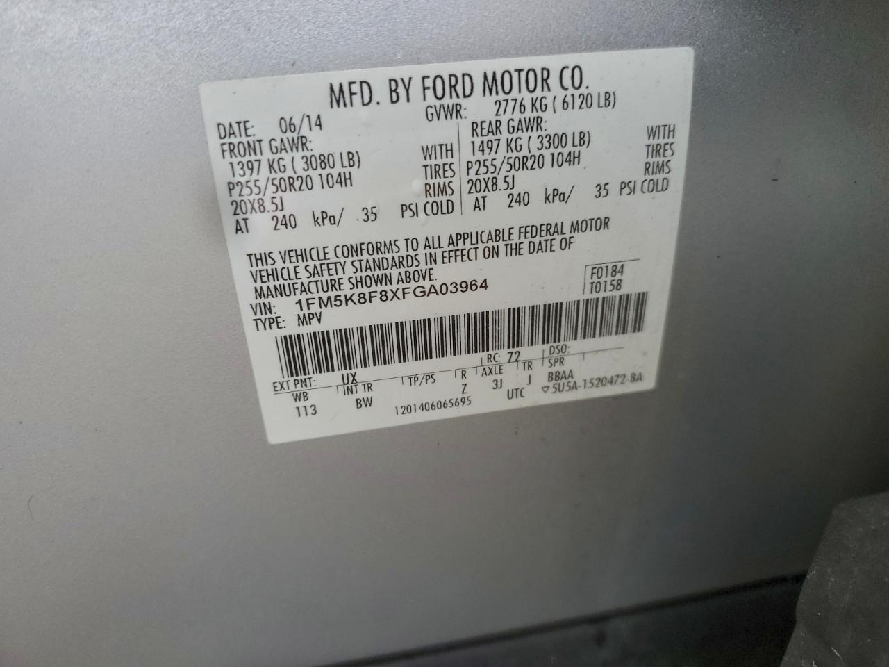 2015 FORD EXPLORER LIMITED photo 14