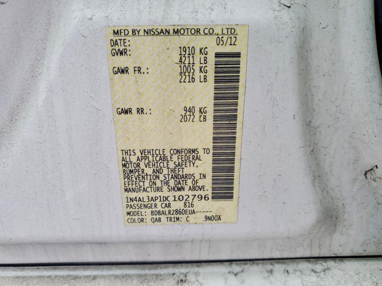 2013 NISSAN ALTIMA 2.5 photo 12