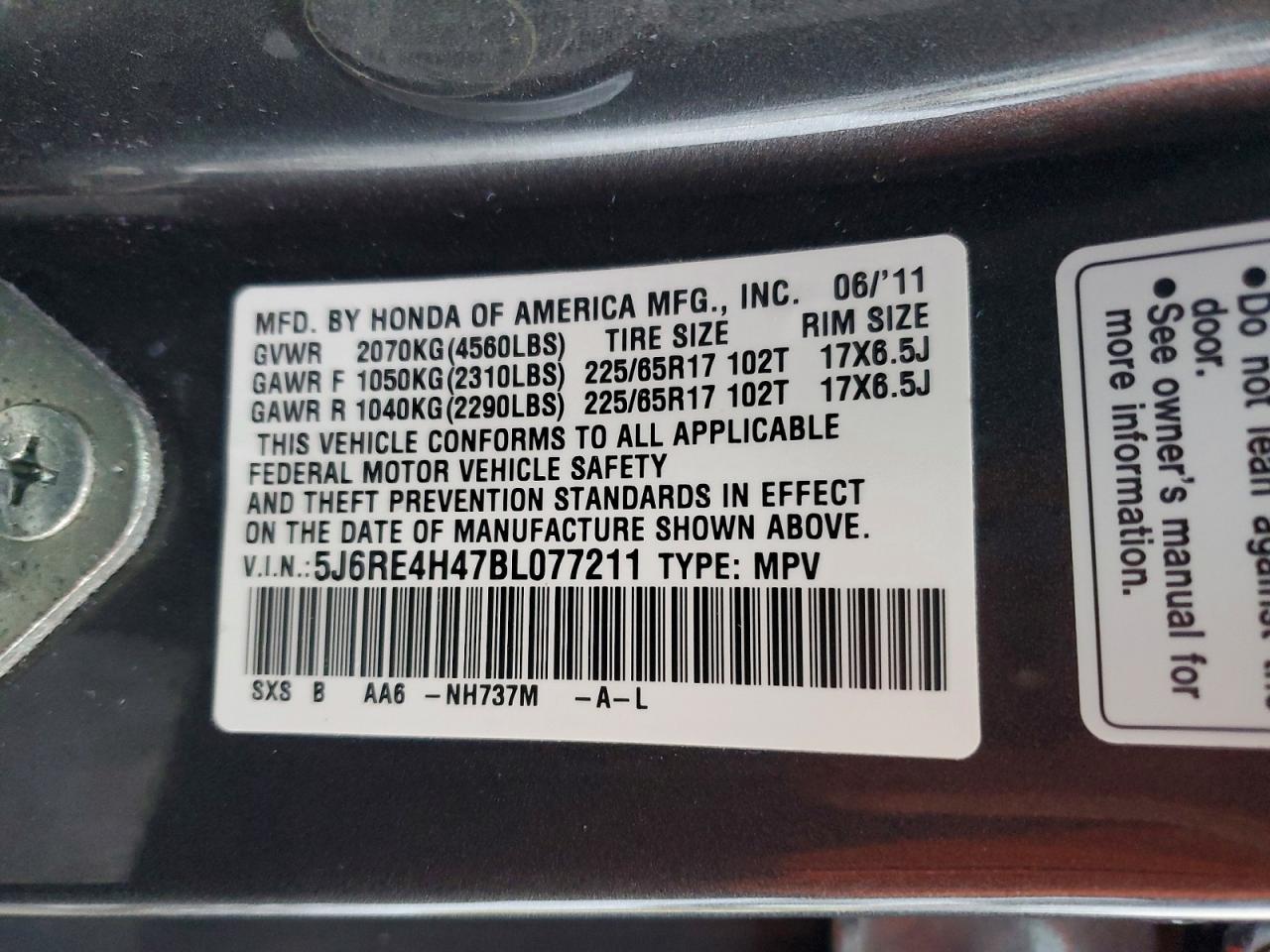 2011 HONDA CR-V SE photo 14