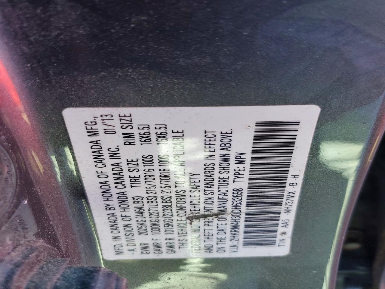 2013 HONDA CR-V LX photo 13