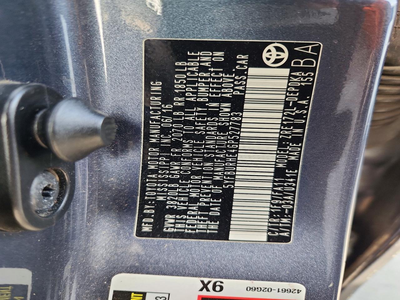 2016 TOYOTA COROLLA L photo 12