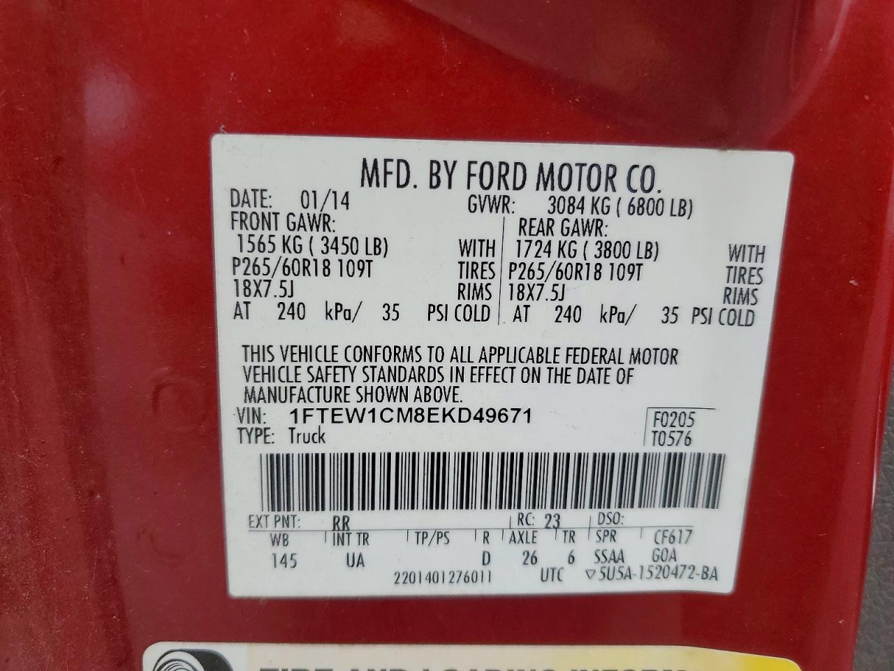 2014 FORD F150 photo 12