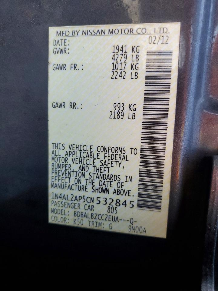 2012 NISSAN ALTIMA BASE photo 13