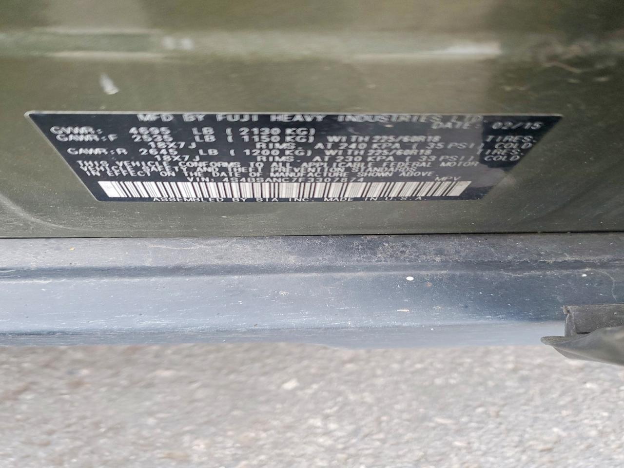 2015 SUBARU OUTBACK 2.5I LIMITED photo 13