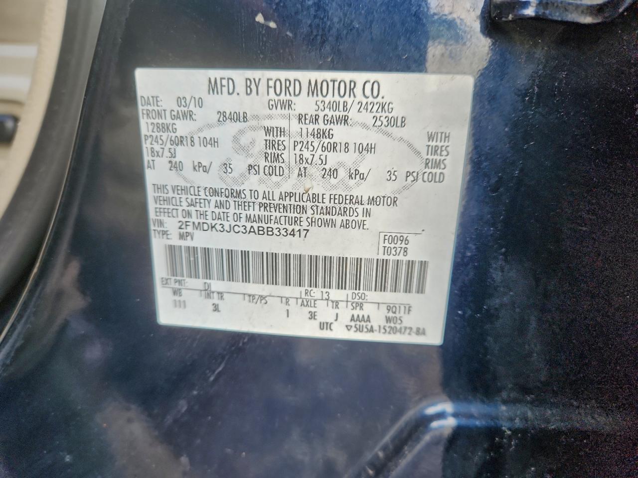 2010 FORD EDGE SEL photo 13