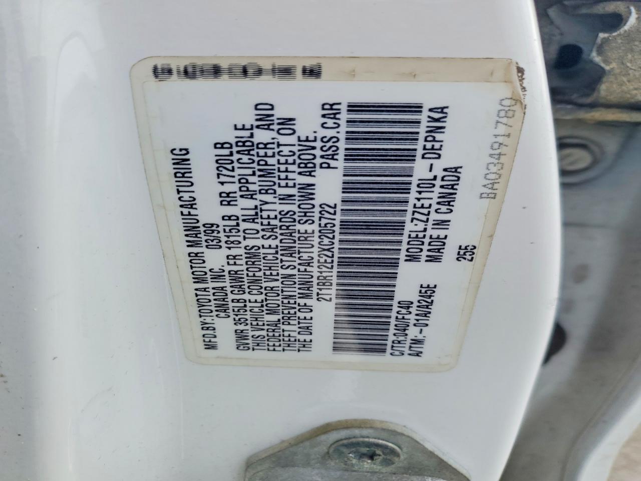 1999 TOYOTA COROLLA VE photo 34