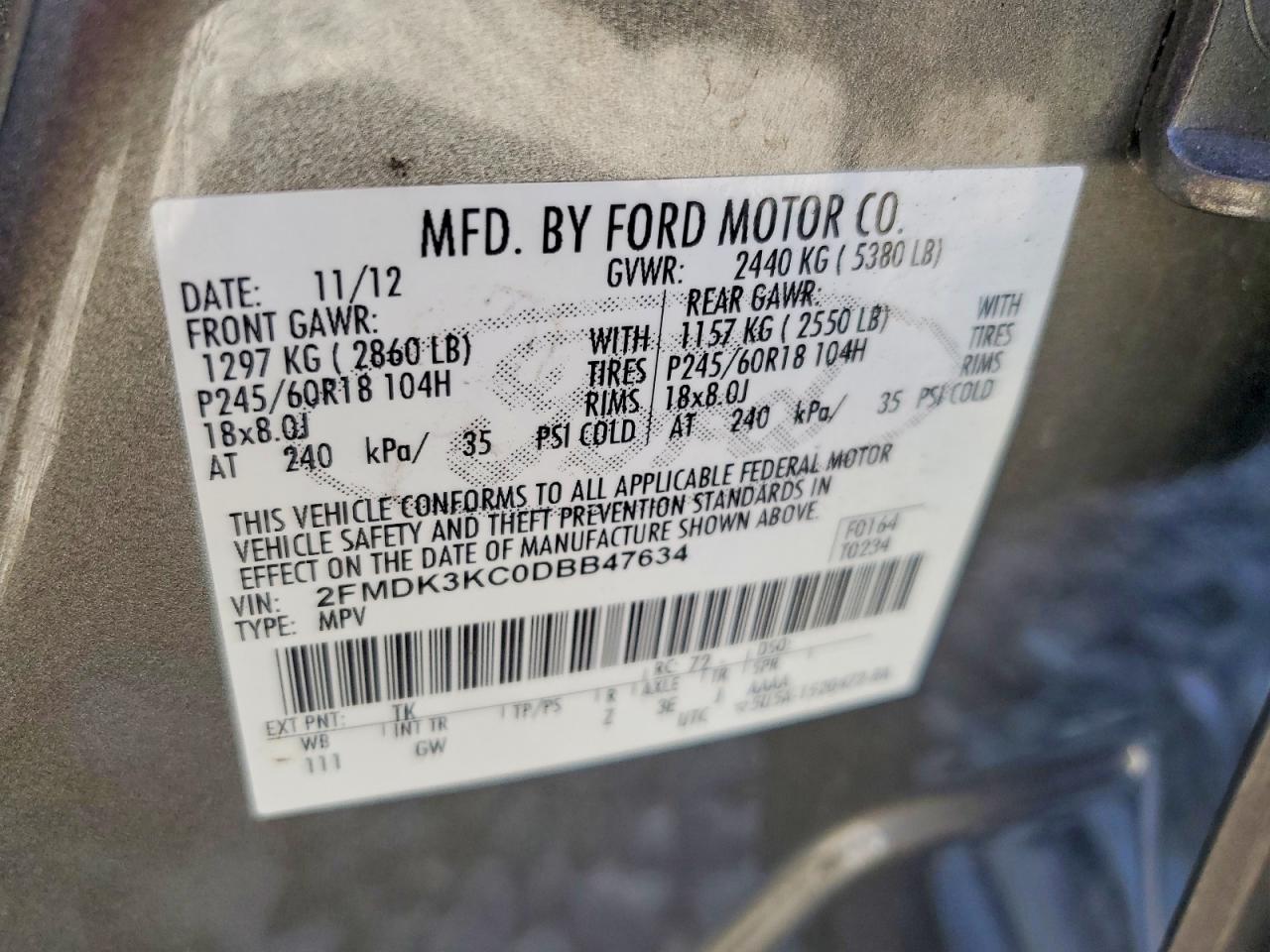 2013 FORD EDGE LIMITED photo 14