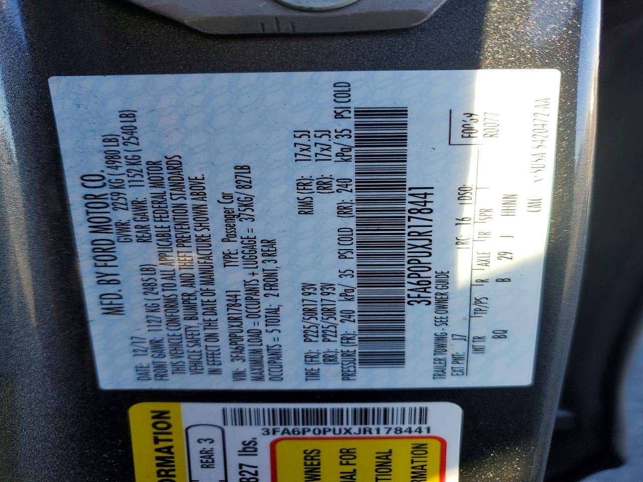 2018 FORD FUSION SE PHEV photo 12