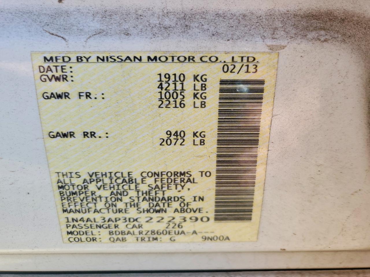 2013 NISSAN ALTIMA 2.5 photo 12
