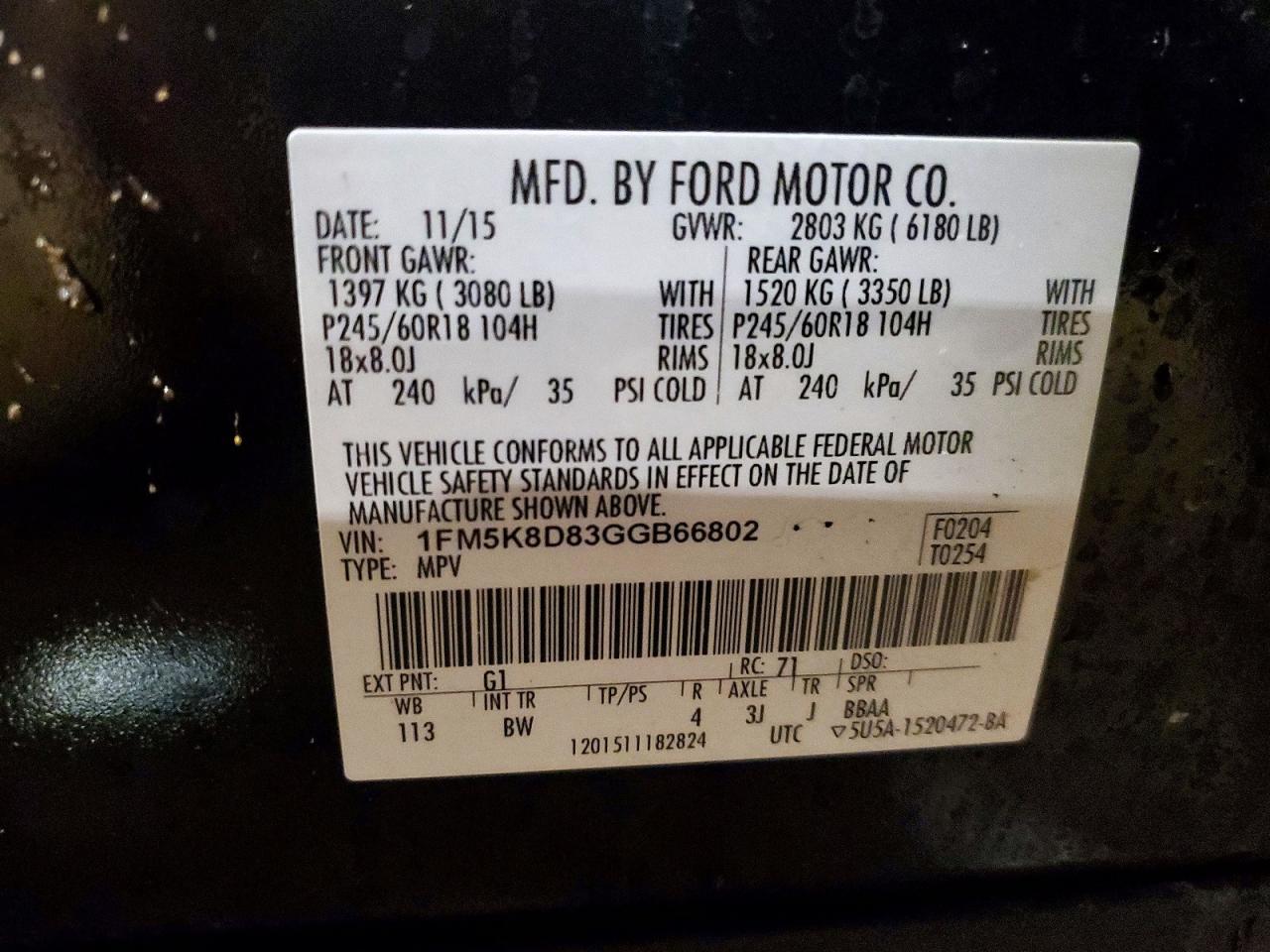 2016 FORD EXPLORER XLT photo 14