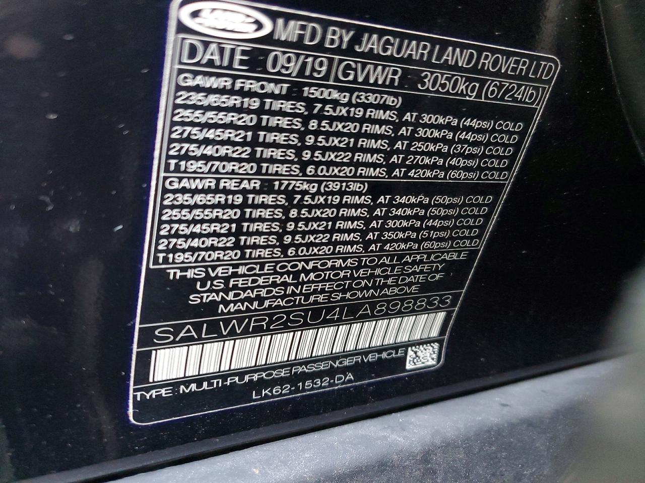 2020 LAND ROVER RANGE ROVER SPORT HSE photo 13