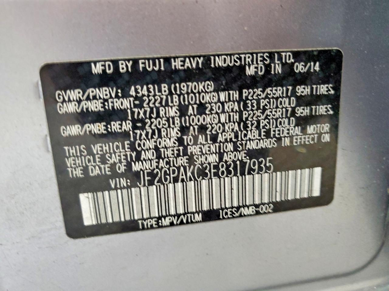 2014 SUBARU XV CROSSTREK 2.0 LIMITED photo 13