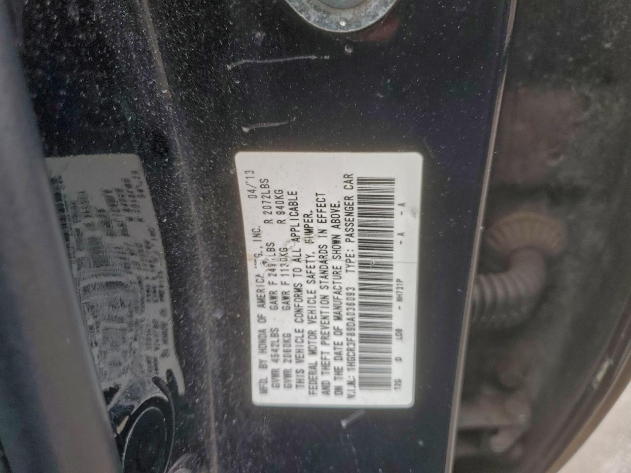 2013 HONDA ACCORD EXL photo 12