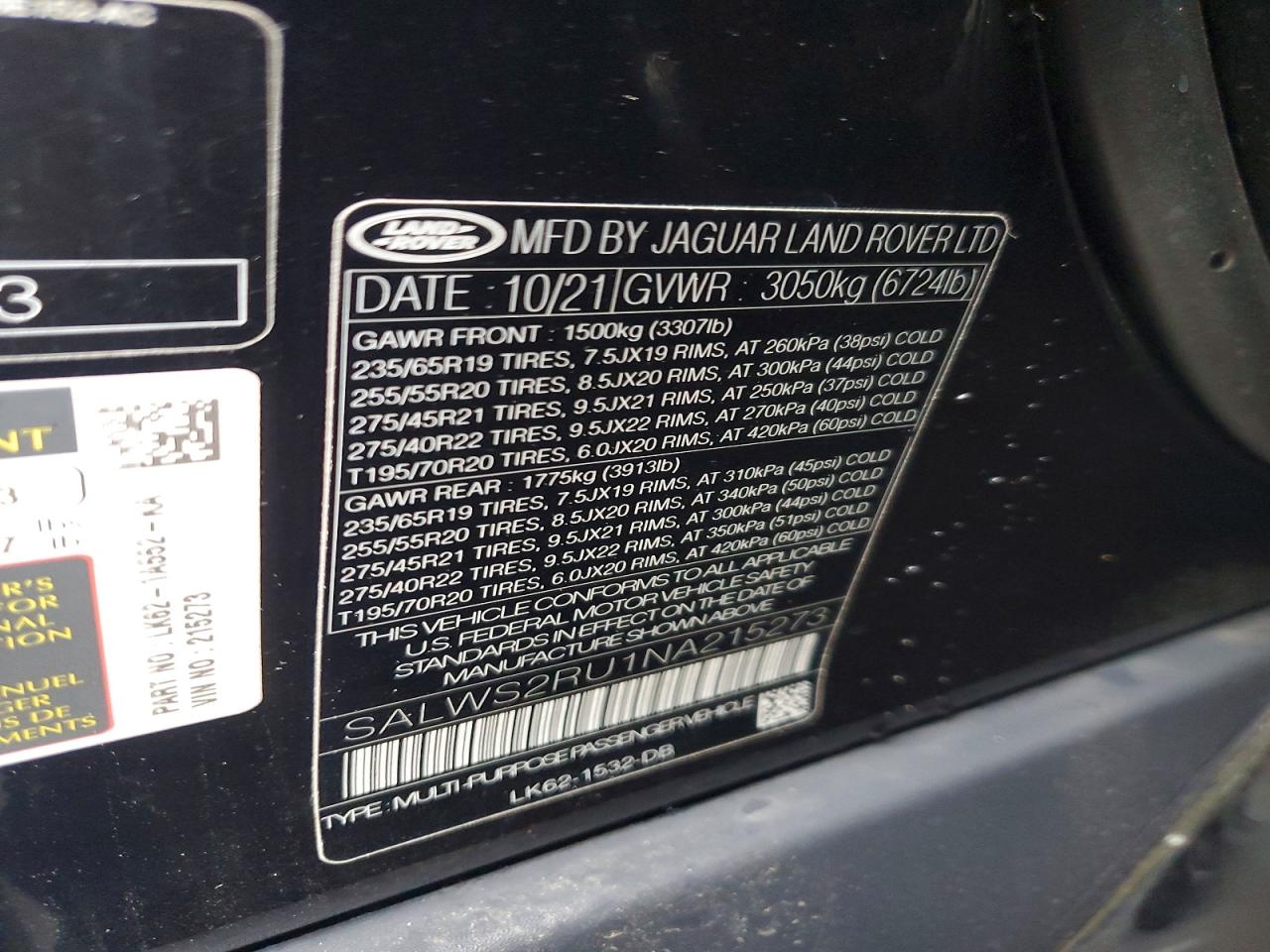 2022 LAND ROVER RANGE ROVER SPORT HST photo 13