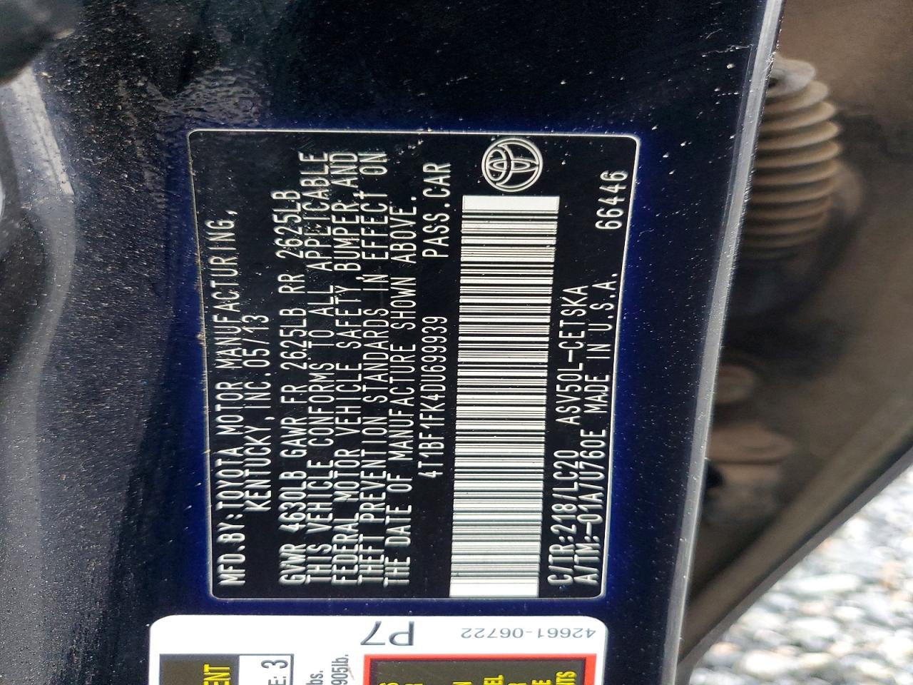 2013 TOYOTA CAMRY L photo 25