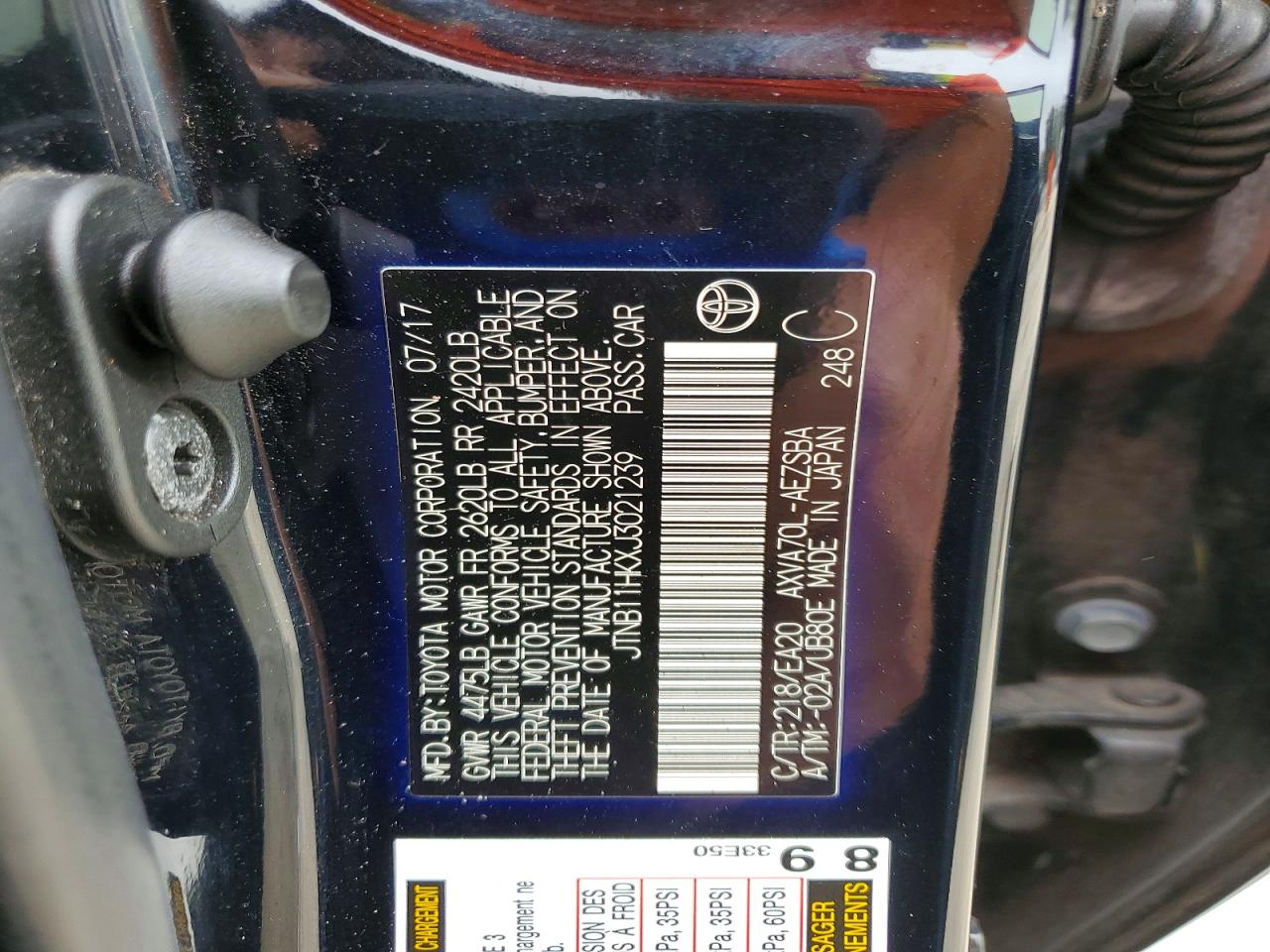 2018 TOYOTA CAMRY L photo 12
