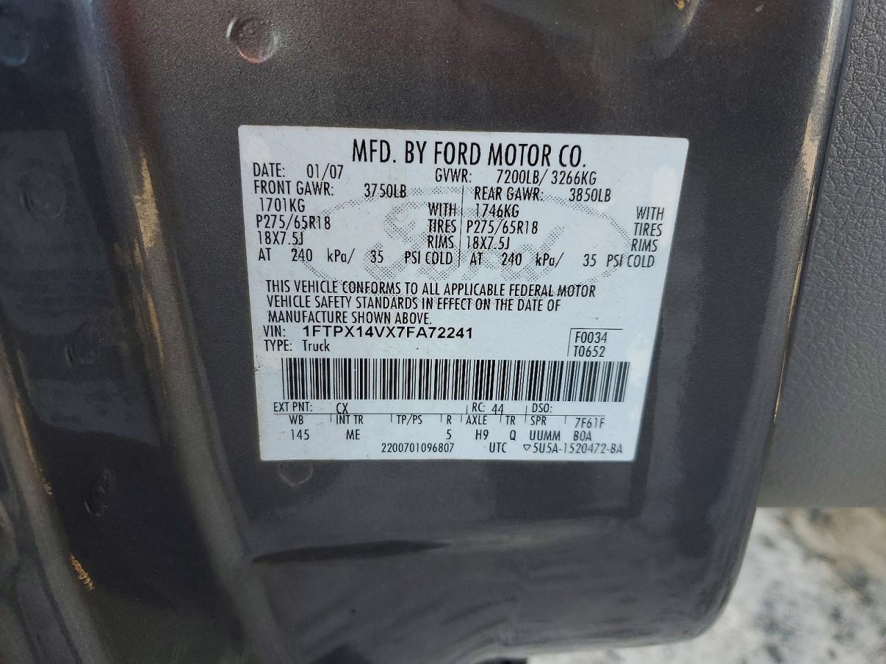 2007 FORD F150 photo 12