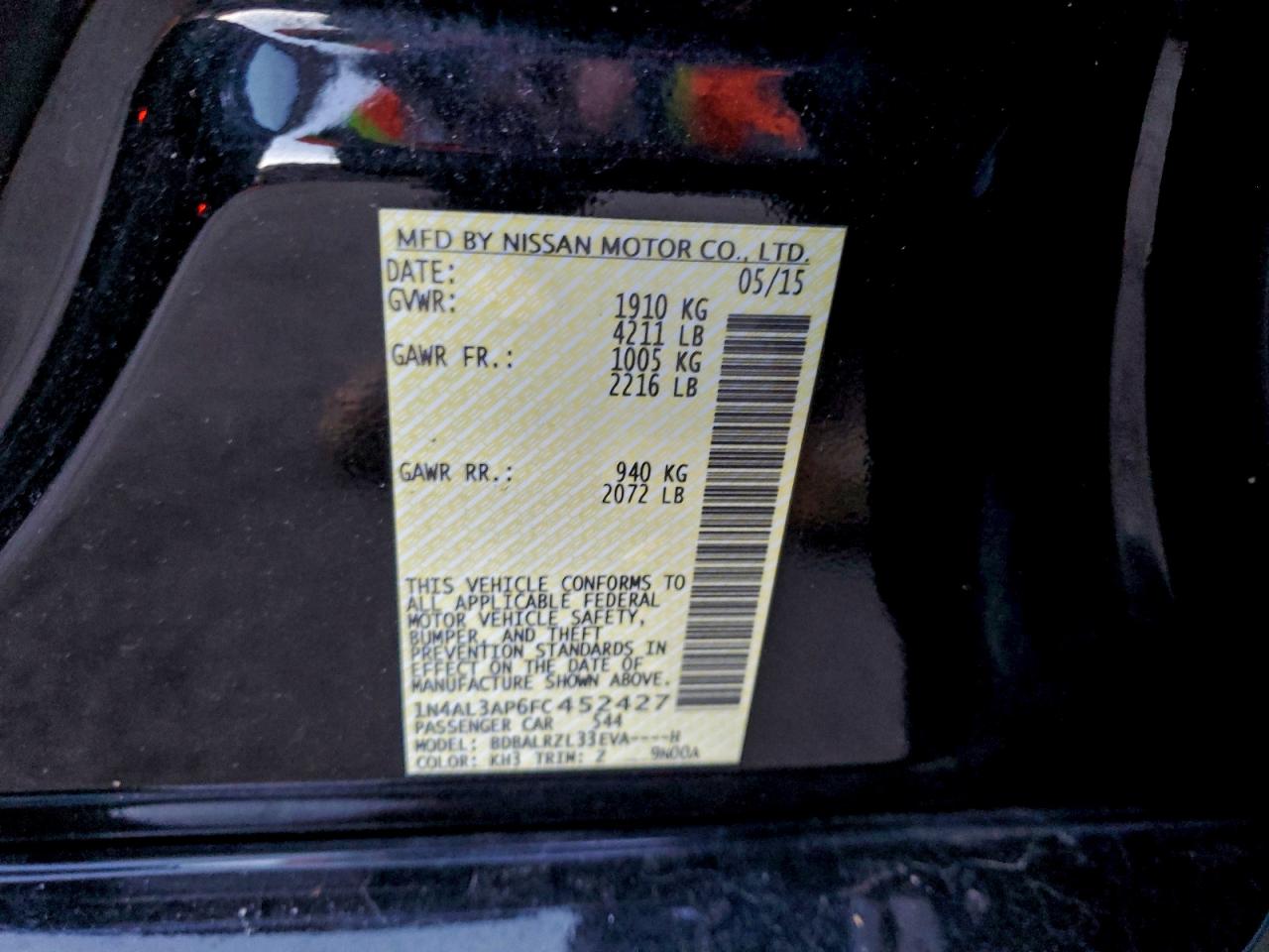 2015 NISSAN ALTIMA 2.5 photo 13