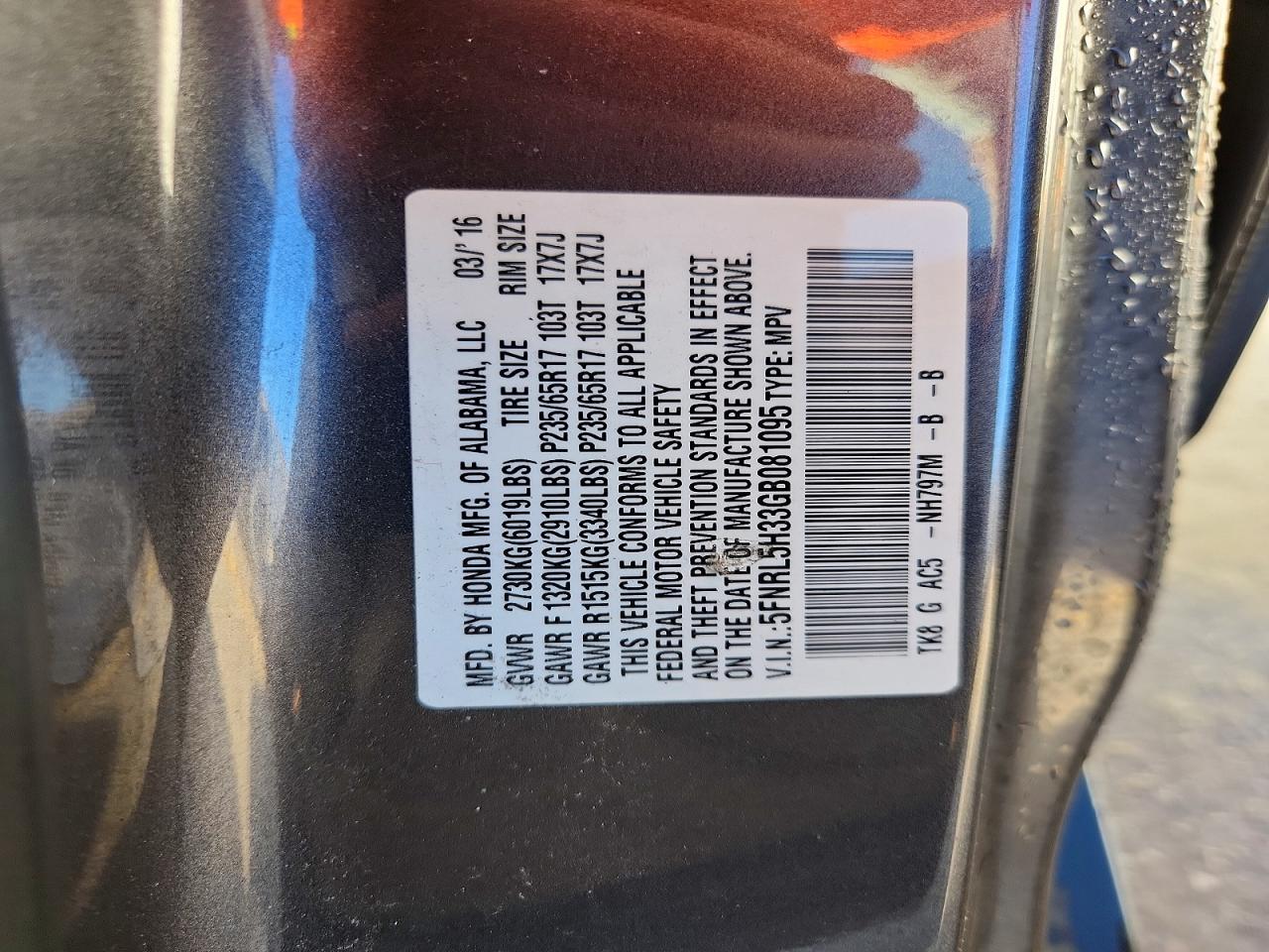 2016 HONDA ODYSSEY SE photo 13