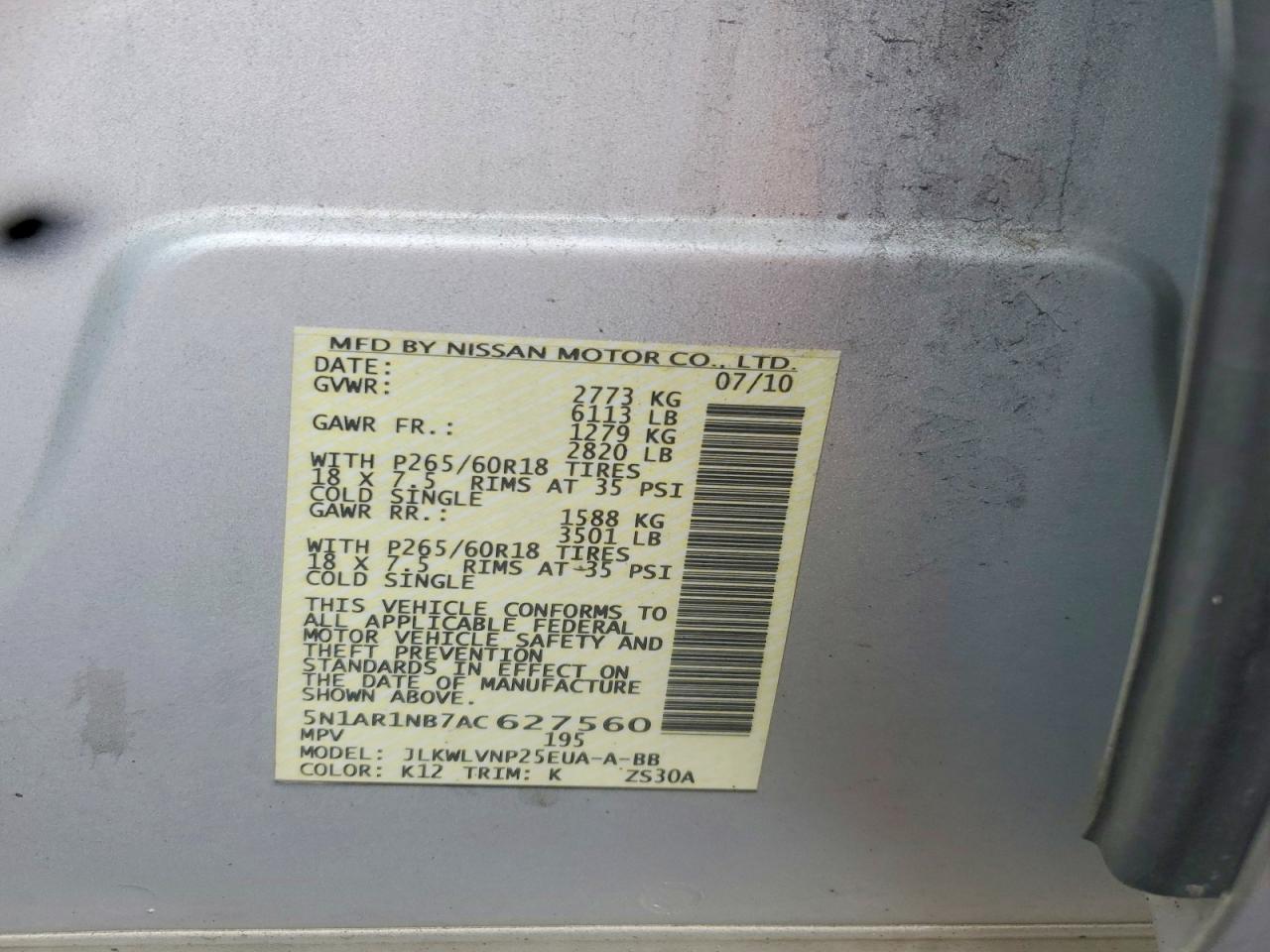 2010 NISSAN PATHFINDER S photo 12
