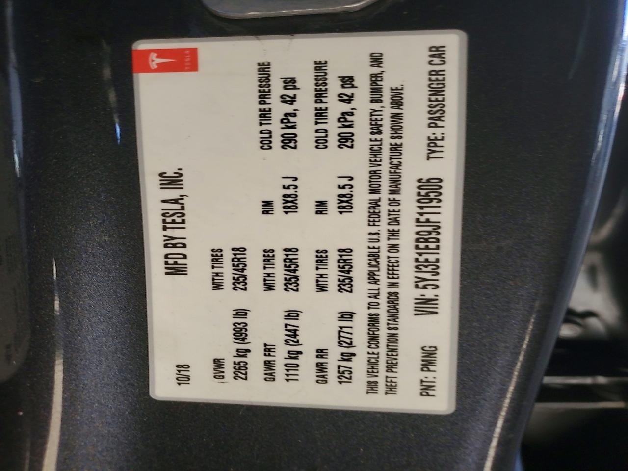 2018 TESLA MODEL 3 photo 12