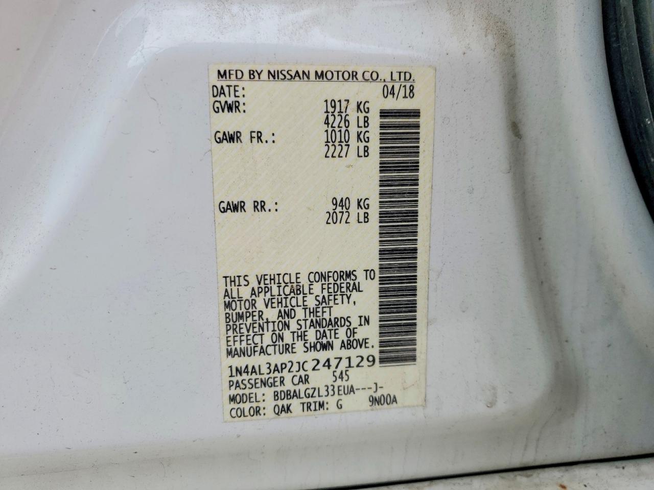2018 NISSAN ALTIMA 2.5 photo 12