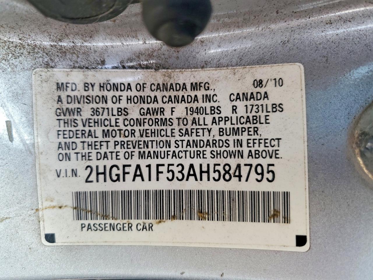 2010 HONDA CIVIC LX photo 13