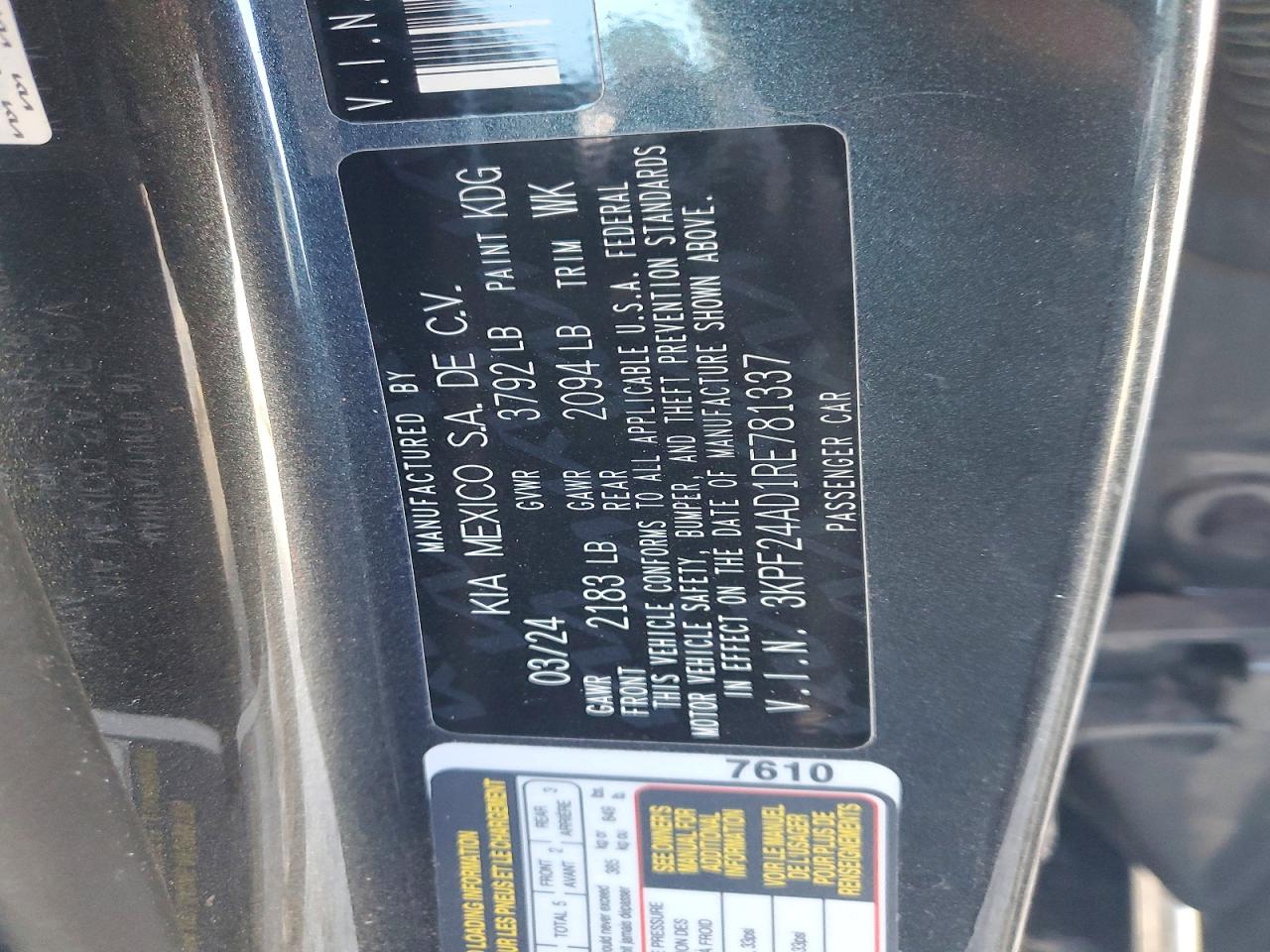2024 KIA FORTE LX photo 12