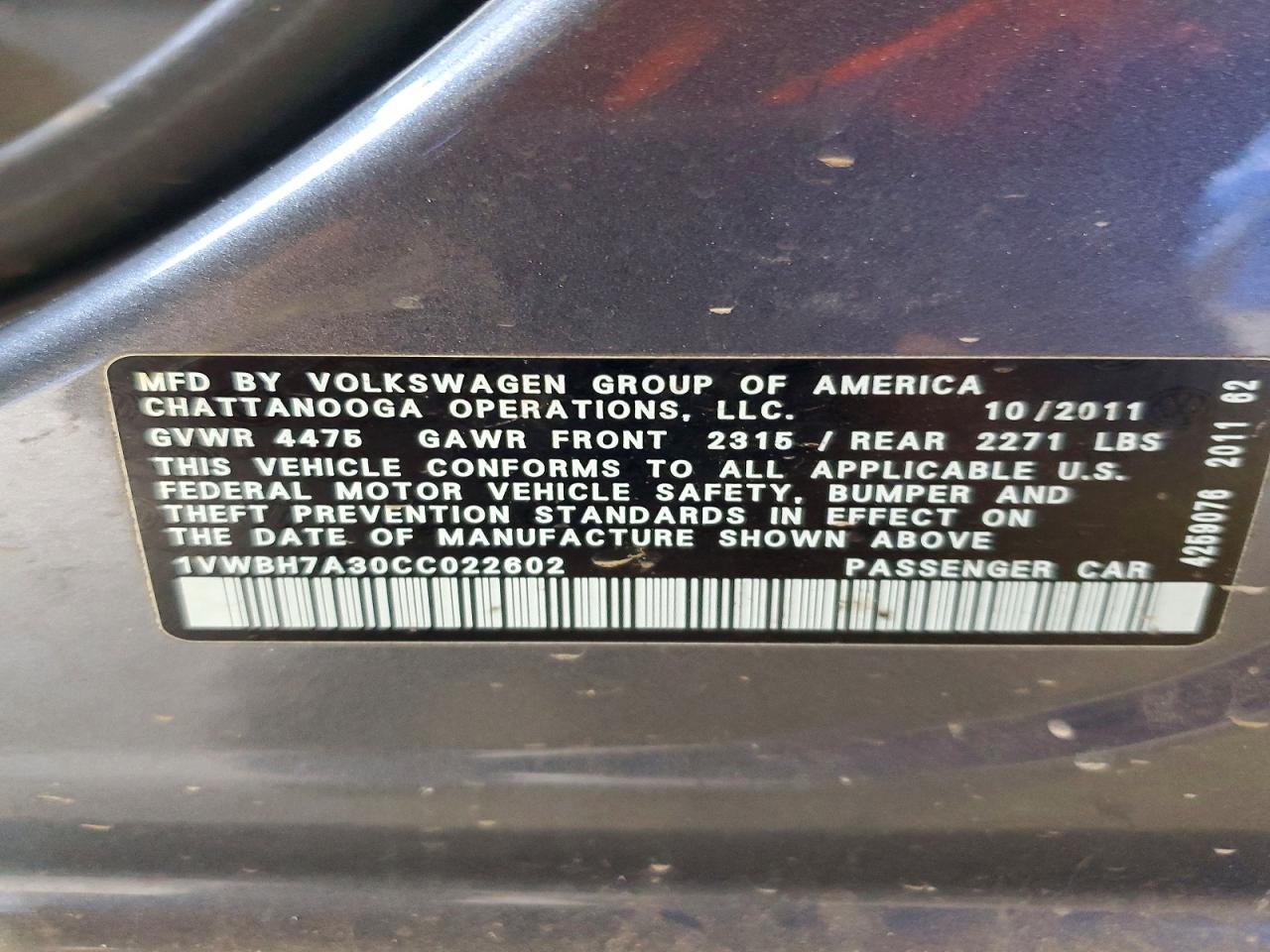 2012 VOLKSWAGEN PASSAT SE photo 12