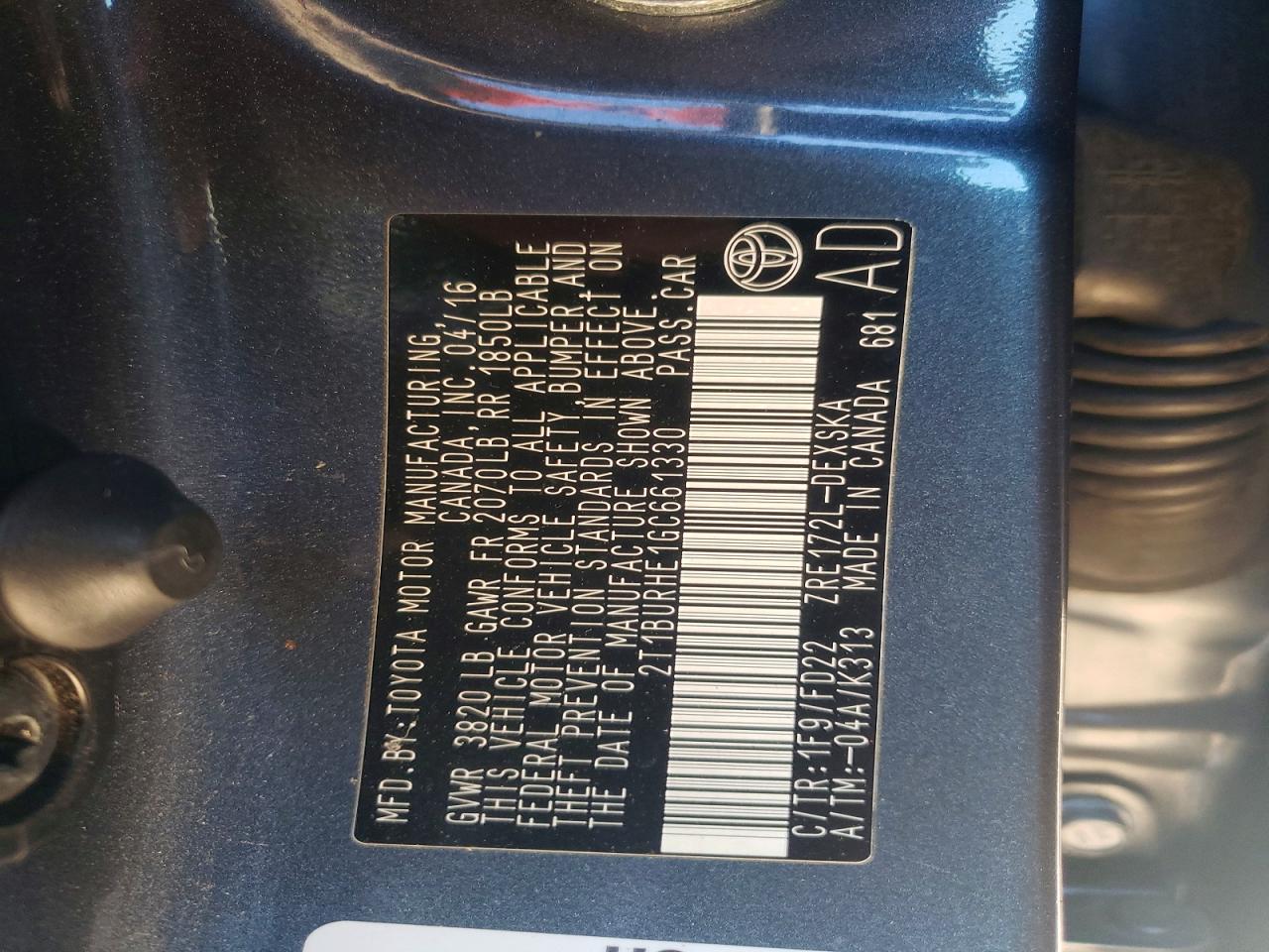 2016 TOYOTA COROLLA S PLUS photo 12