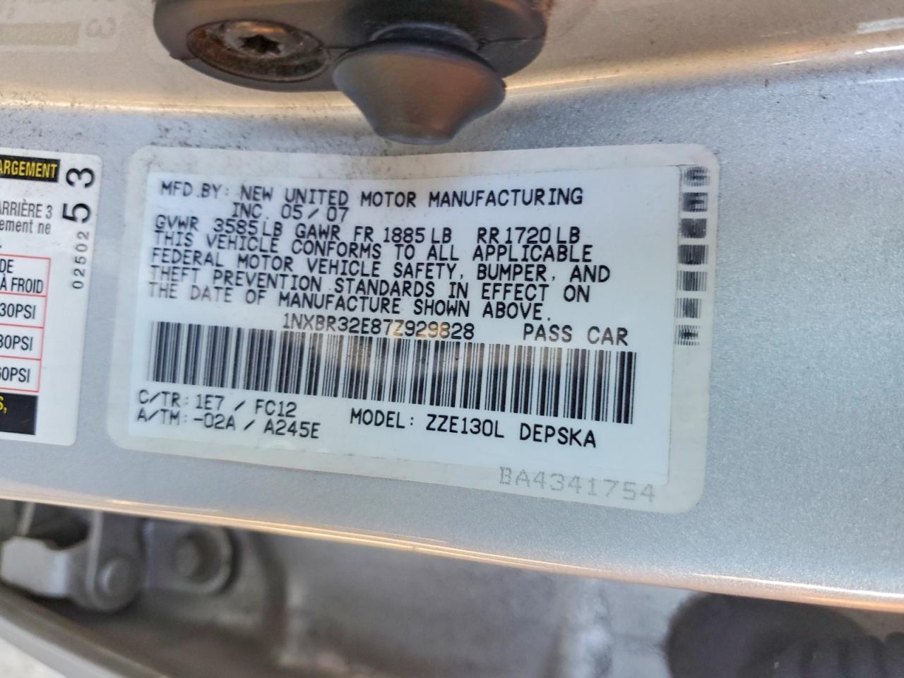 2007 TOYOTA COROLLA CE photo 12