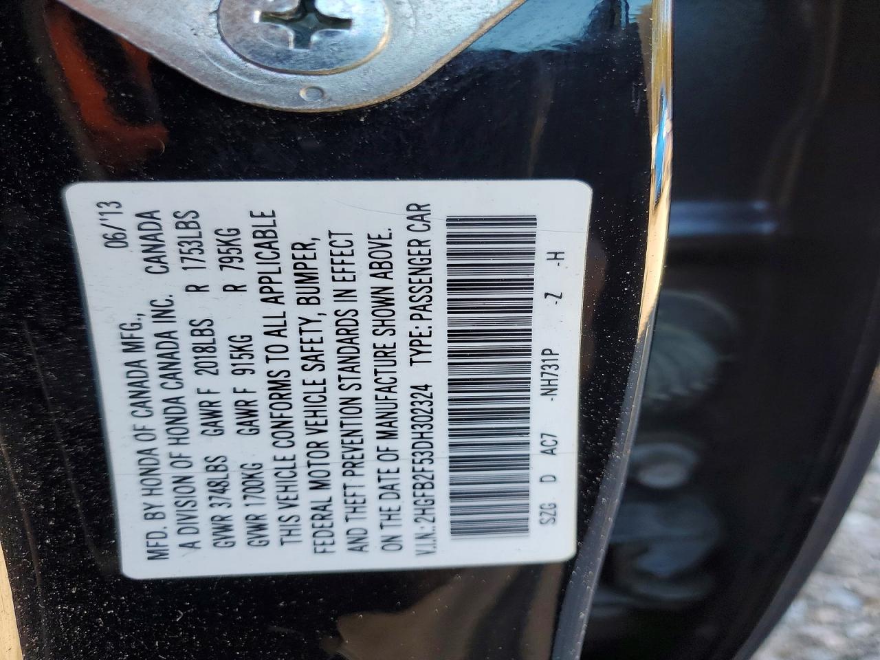 2013 HONDA CIVIC LX photo 12