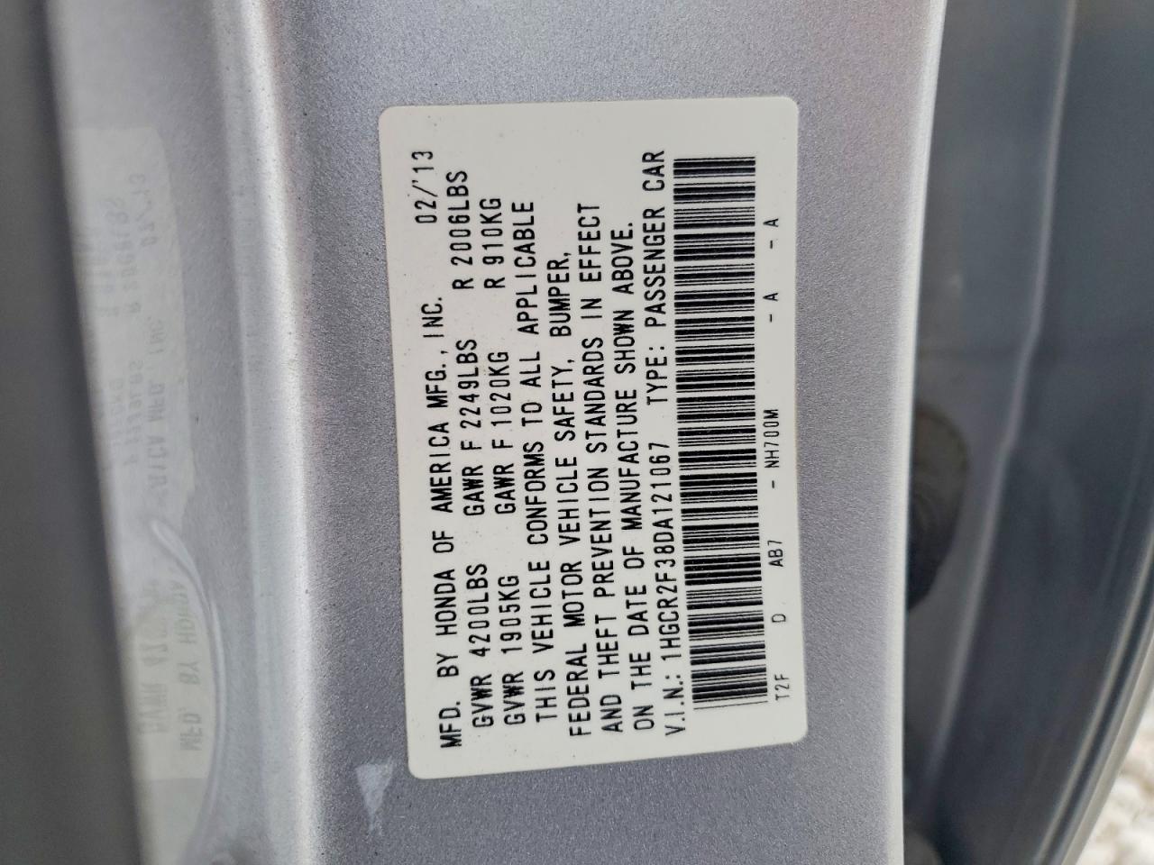 2013 HONDA ACCORD LX photo 12