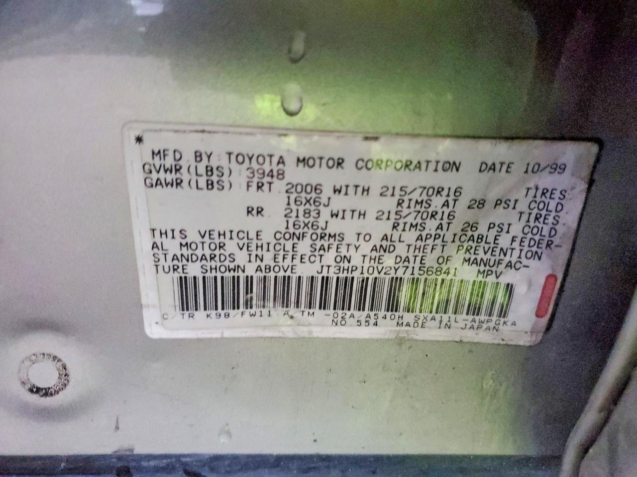 2000 TOYOTA RAV4 photo 12