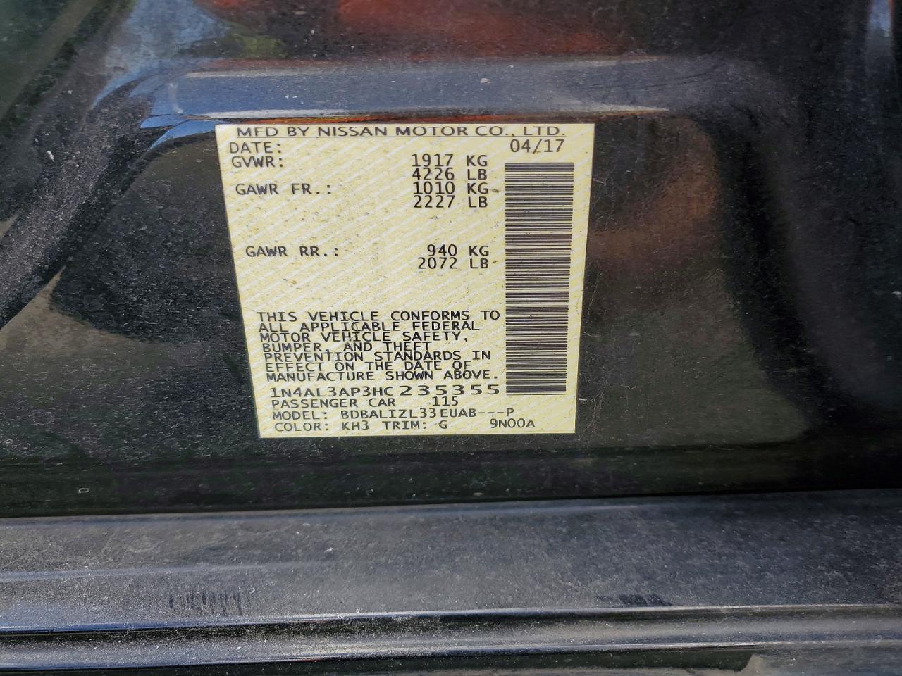 2017 NISSAN ALTIMA 2.5 photo 12