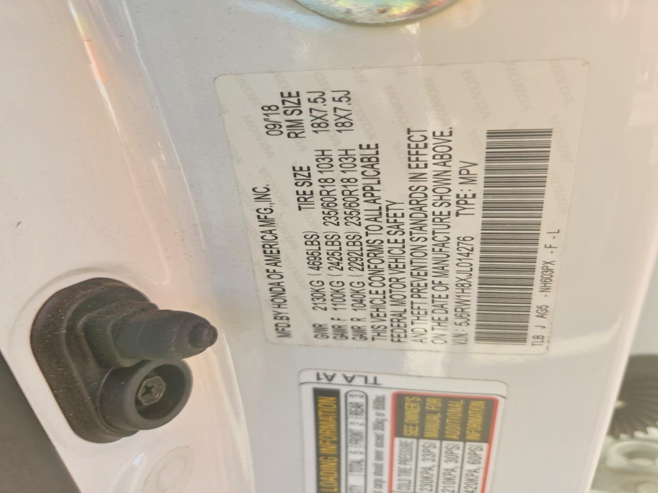 2018 HONDA CR-V EXL photo 12