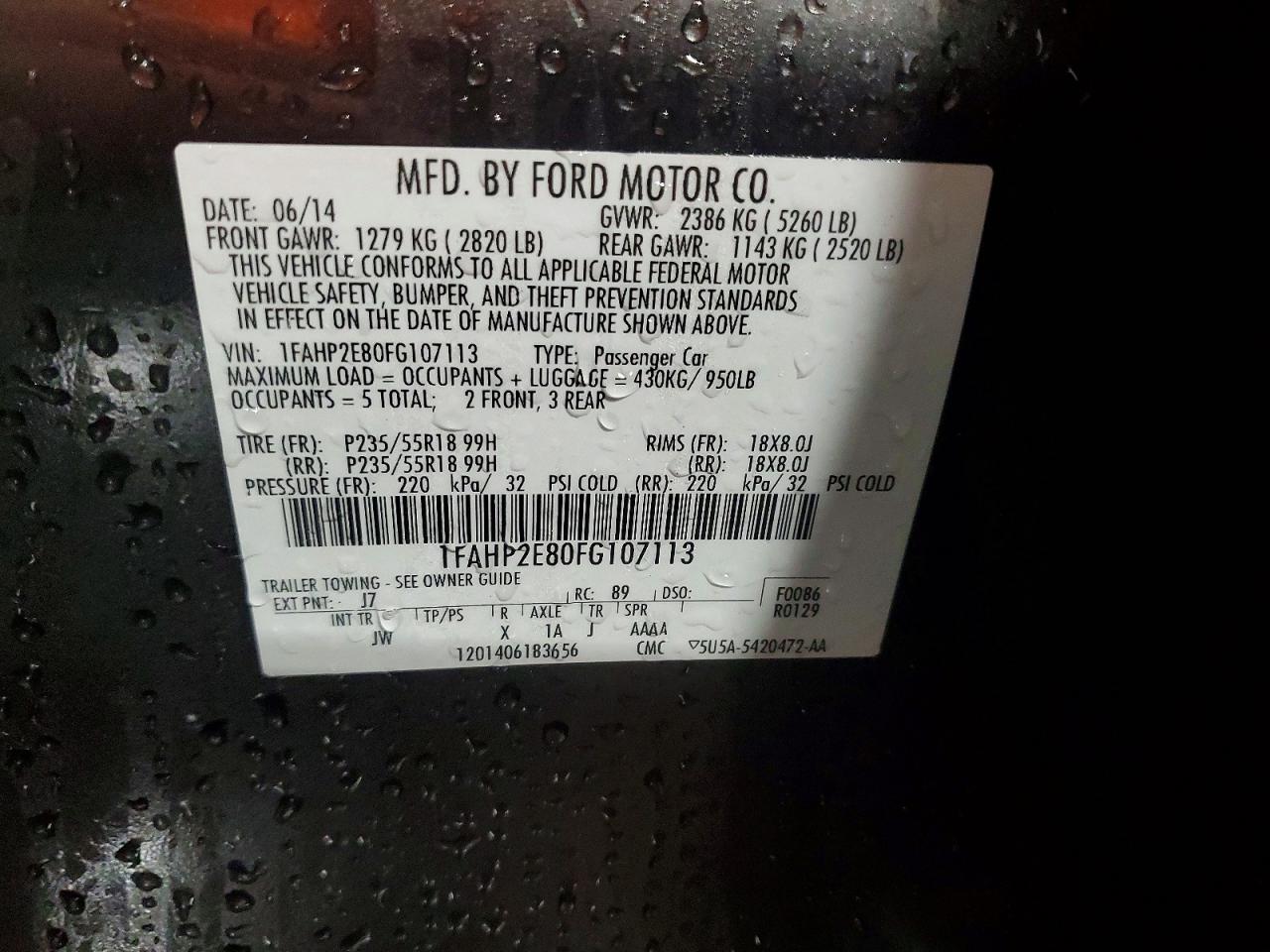 2015 FORD TAURUS SEL photo 12
