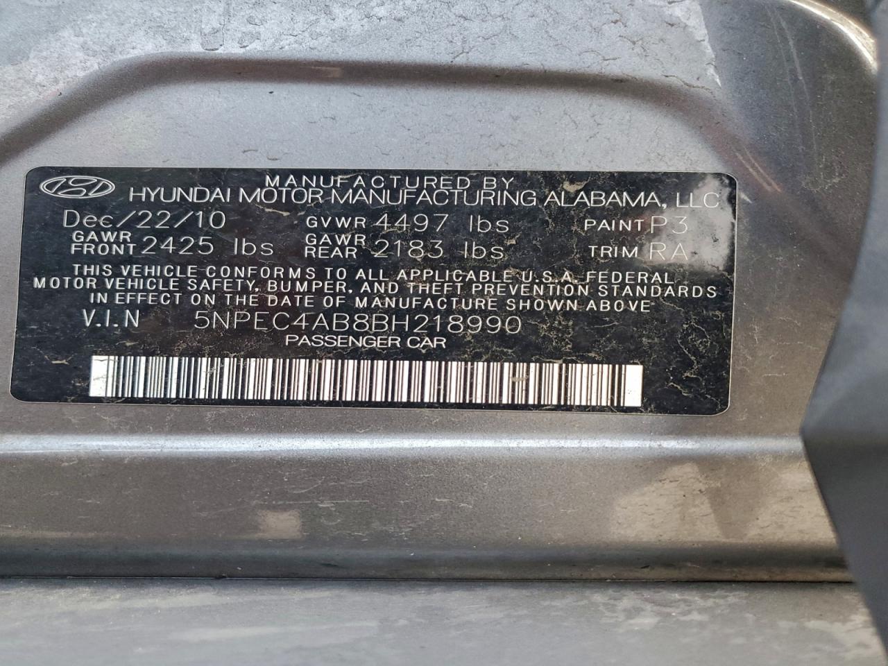 2011 HYUNDAI SONATA SE photo 12