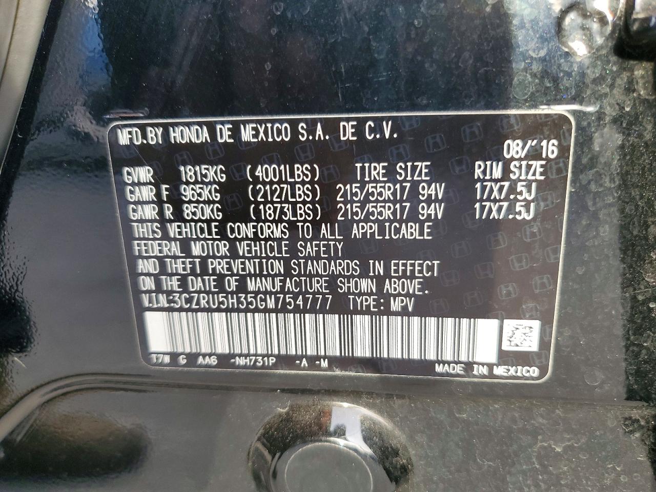 2016 HONDA HR-V LX photo 13
