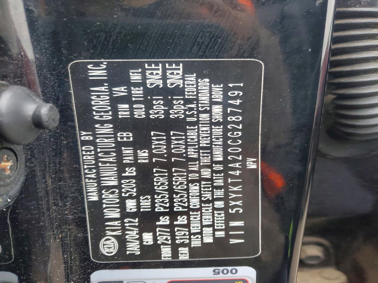 2012 KIA SORENTO BASE photo 12