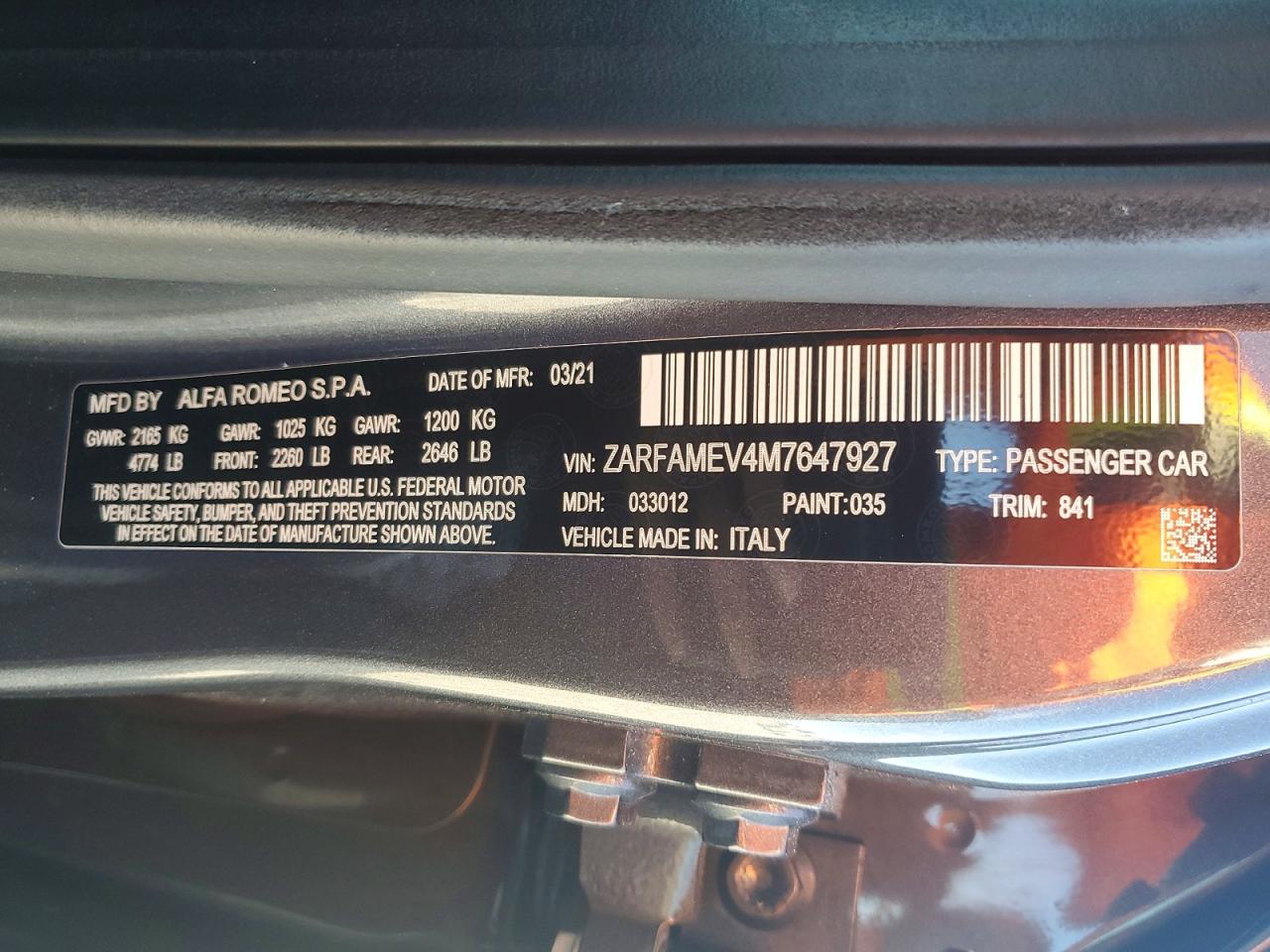 2021 ALFA ROMEO GIULIA QUADRIFOGLIO photo 12