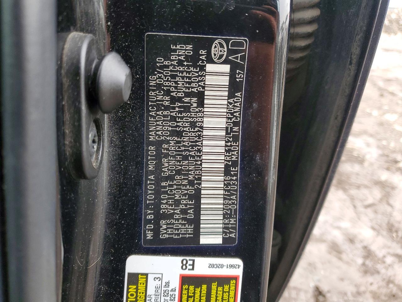 2010 TOYOTA COROLLA BASE photo 12