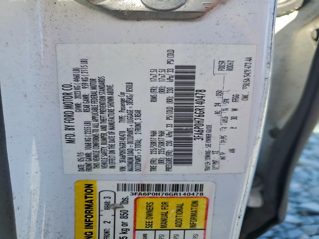 2016 FORD FUSION SE photo 23