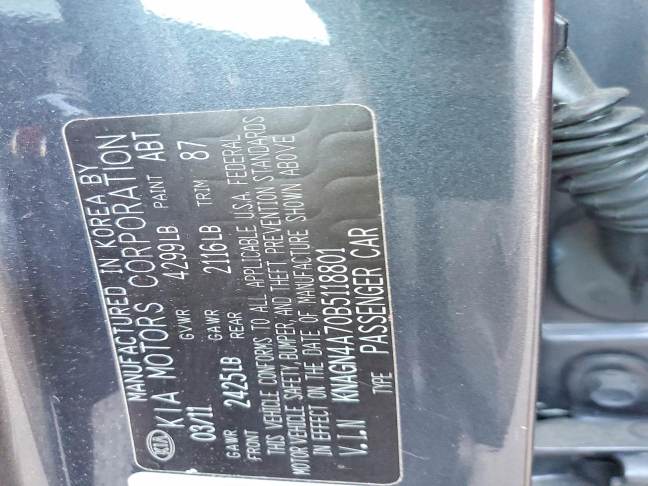 2011 KIA OPTIMA EX photo 12