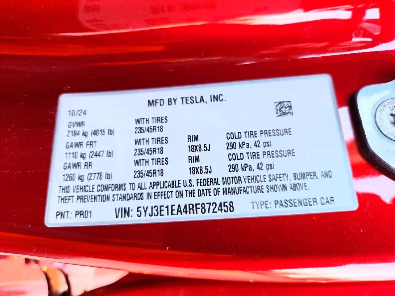2024 TESLA MODEL 3 photo 12