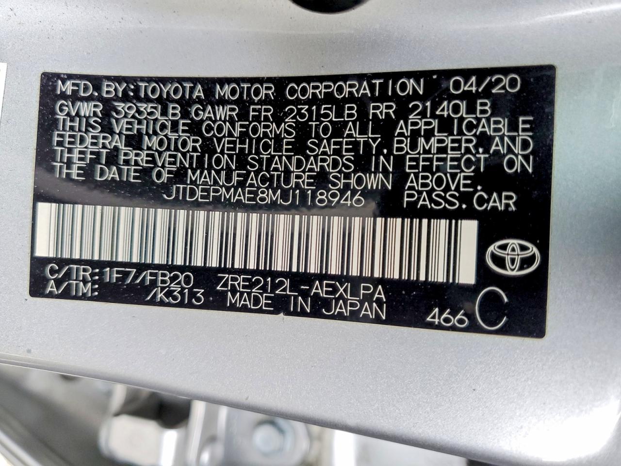 2021 TOYOTA COROLLA LE photo 13