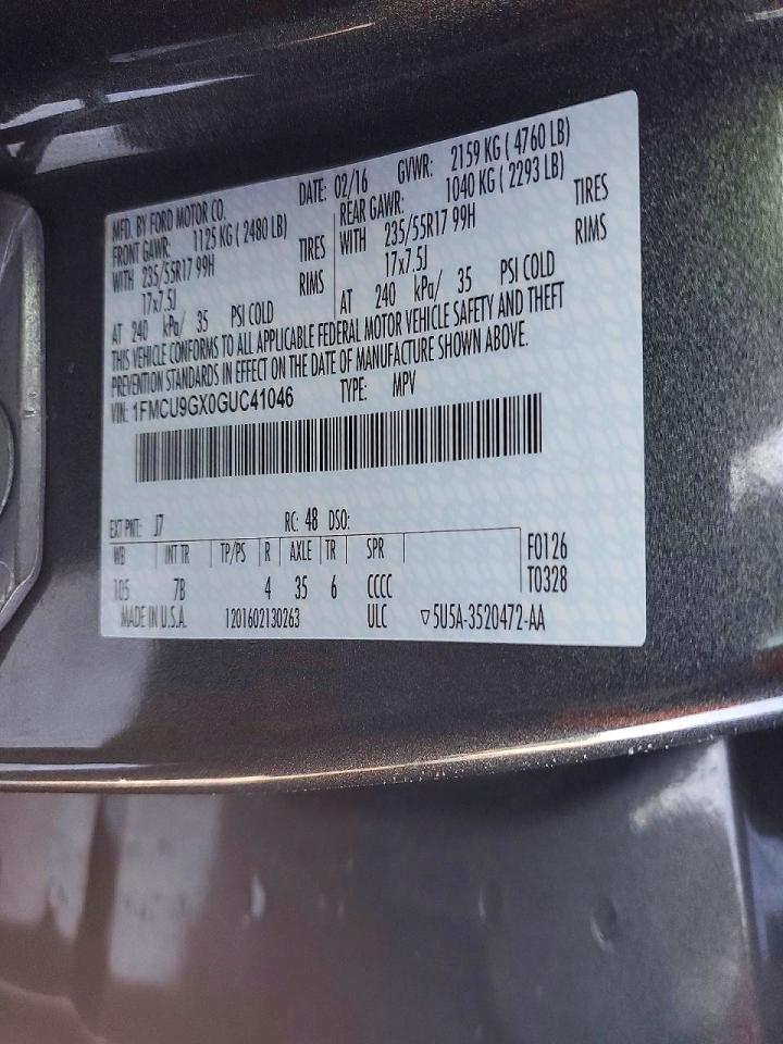 2016 FORD ESCAPE SE photo 13