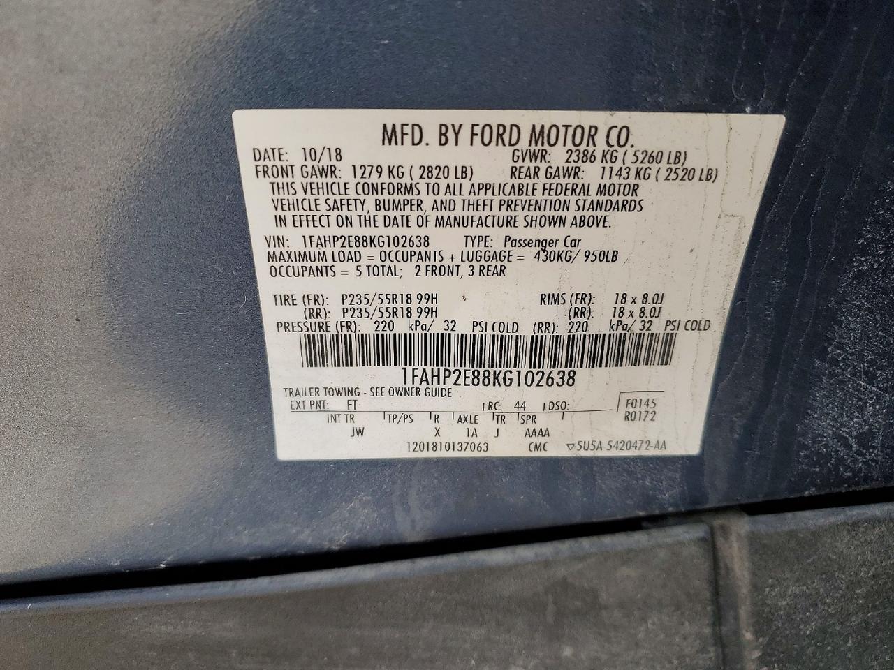 2019 FORD TAURUS SEL photo 23