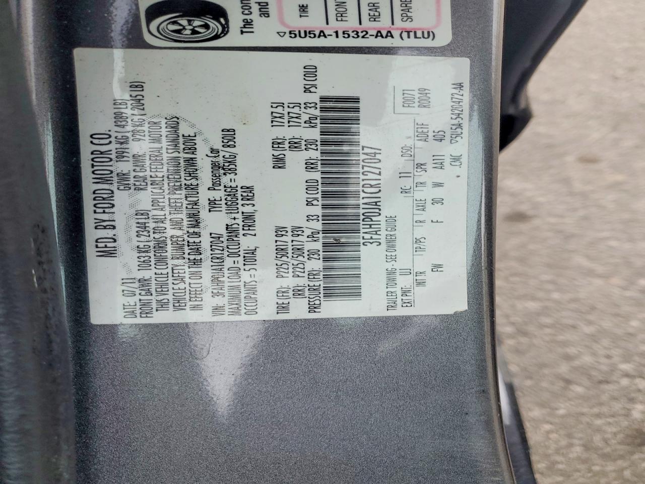 2012 FORD FUSION SEL photo 12